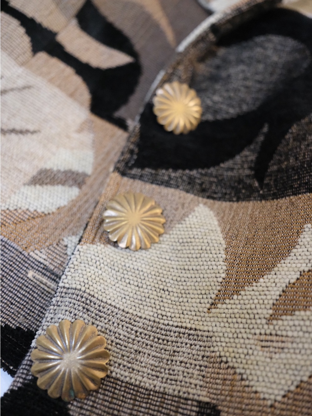 Painted Pony Tapestry Jacket with Brass-Tone Buttons - Neutral Beige